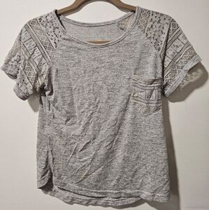 Gray Lace Sleeve Women's Top